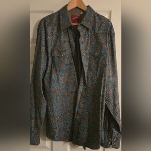 Rodeo Pearl Snap Multicolor Paisley Western LS Shirt XL